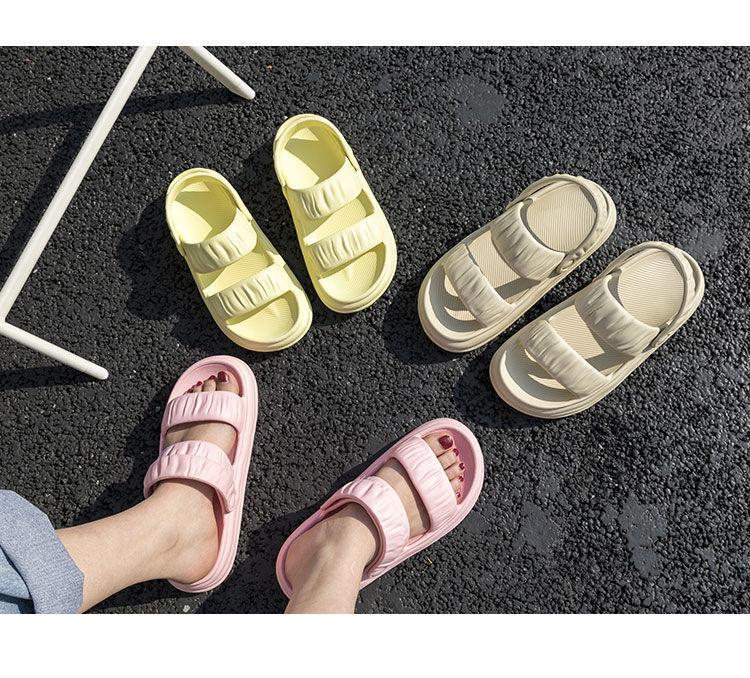 Dámské univerzální luxusní plážové pantofle vysoké hodnoty – Trendy, protiskluzové, pro venkovní nošení, design celebrit ve dvojím stylu