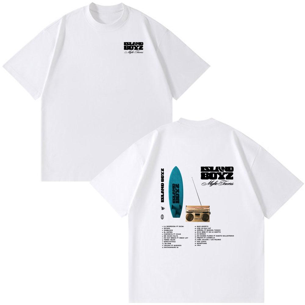 Rapper Myke Towers 2025 New Album Island Boyz T-shirts Unisex Women Clothing Fashion Hip Hop Oversized Cotton Tshirt Couple Clothes
