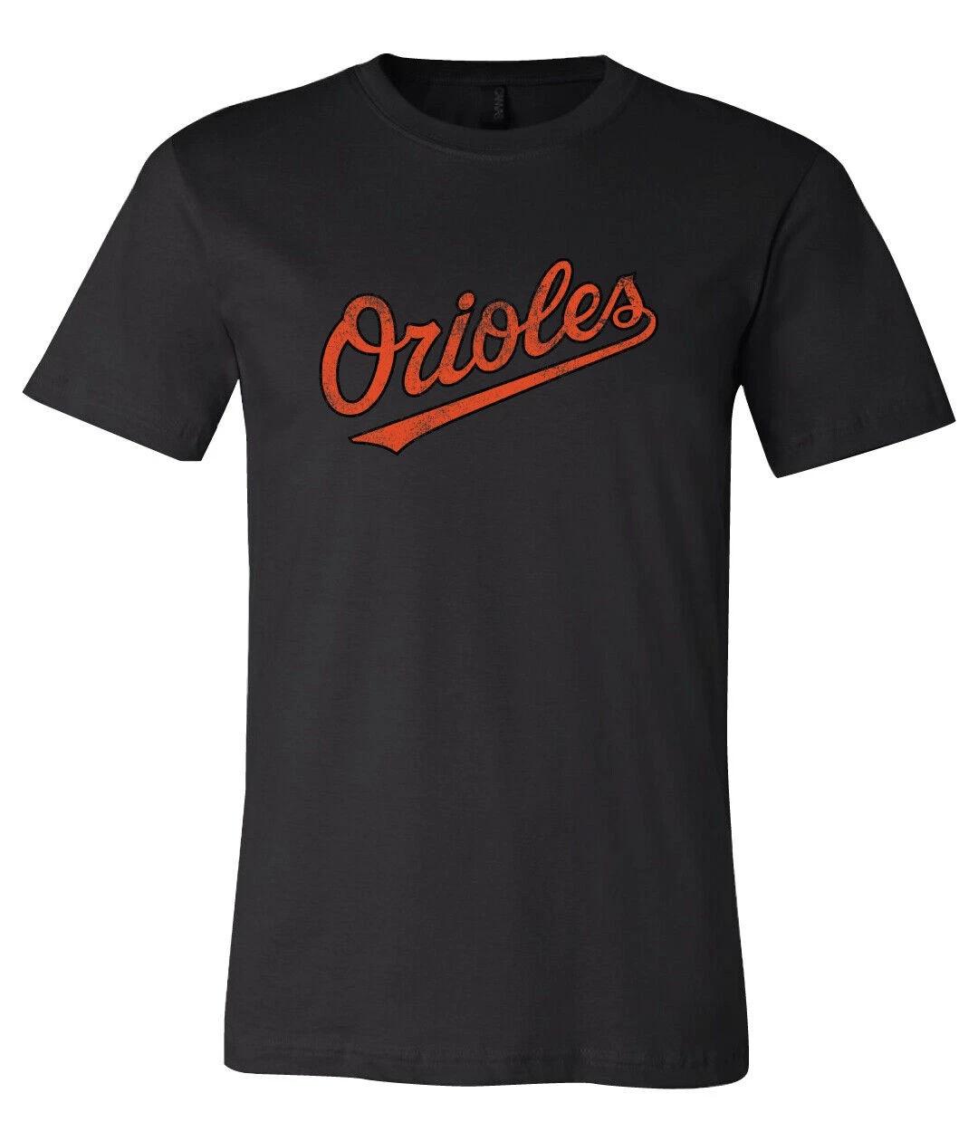 Baltimore Orioles Text Logo Distressed Vintage logo T-Shirt 6 Sizes S-6XL!! 4XL