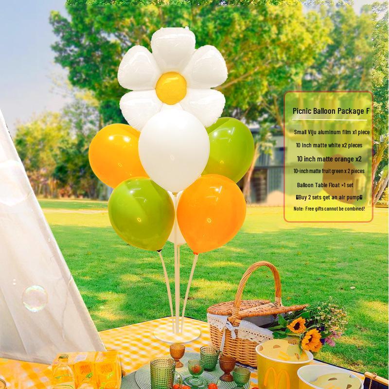 Smiley Daisy Balloon Set: Picnic & Birthday Photo Props for Kids