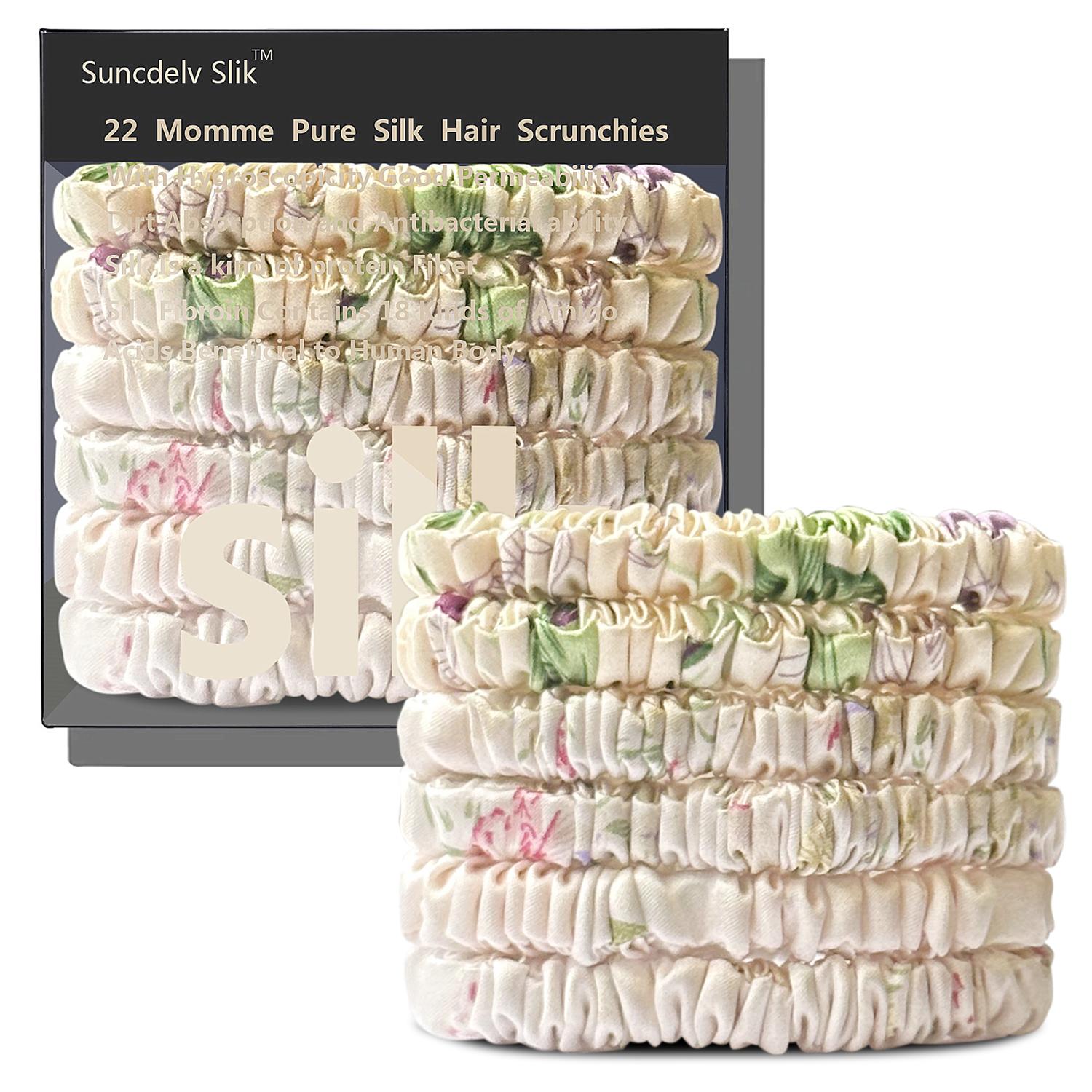 

100% чистый шелк противоскользящие шелковые резинки для волос ручной работы шелковица повязки для волос женские аксессуары для волос для девочек чистый цвет натуральные резинки для волос коробка