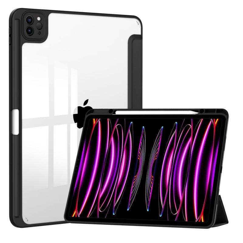 IPad Pro 12.9 Inch Air 13 Folio Case With Stand Magnetic Sleep/Wake Soft TPU Shell Acrylic Pen Slot Full Protection