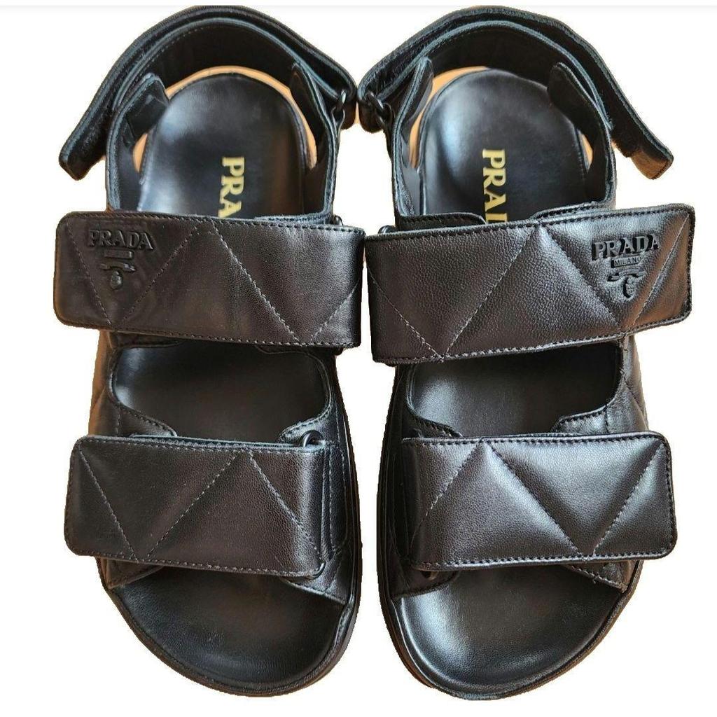 Used PRADA Padded Nappa Leather Sandals Black 36.5