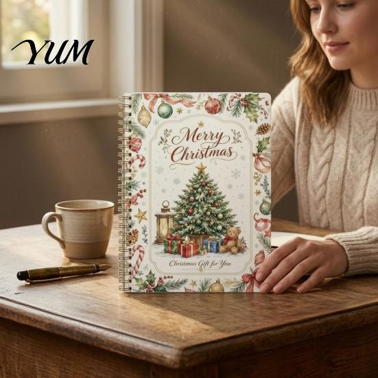 Accesorio para Regalar en Fiestas Libro de Tarjetas de Navidad, Kit de Libro de Recuerdos para Ocasiones Especiales Merry College Survival con Espiral para DIY, Saludo de 10 Páginas