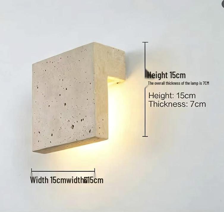 Wabi-Sabi Yellow Travertine Bedside Lamp: Retro Style for Master Bedroom & Living Room