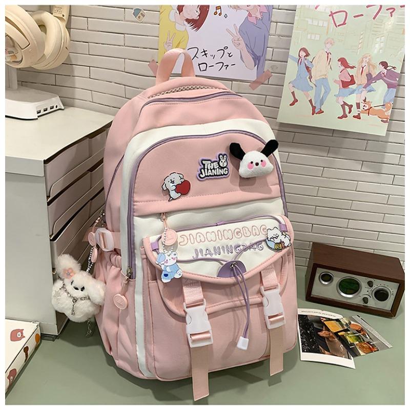 The new schoolbag is high-value, fresh and sweet, macaron-colored make-up bag, junior high school students, light travel, and large-capacity backpack.