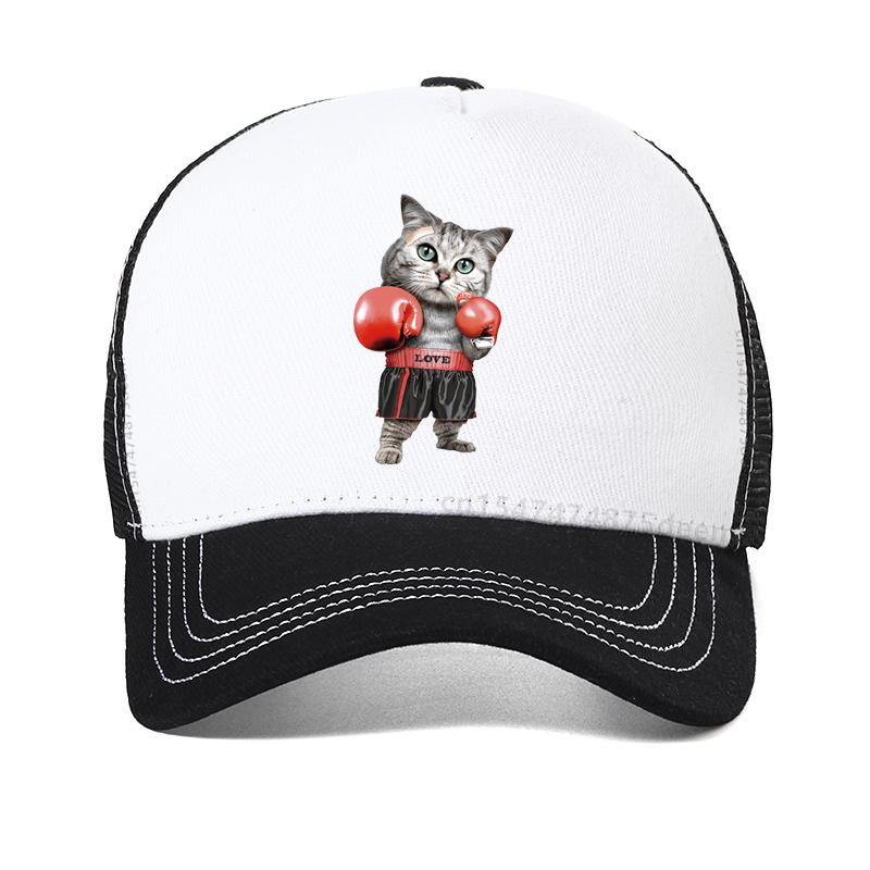Men's high quality 100% cotton Dad hat Funny Boxing cat printing baseball caps cool boxing athlete hip-hop cap bone gorras