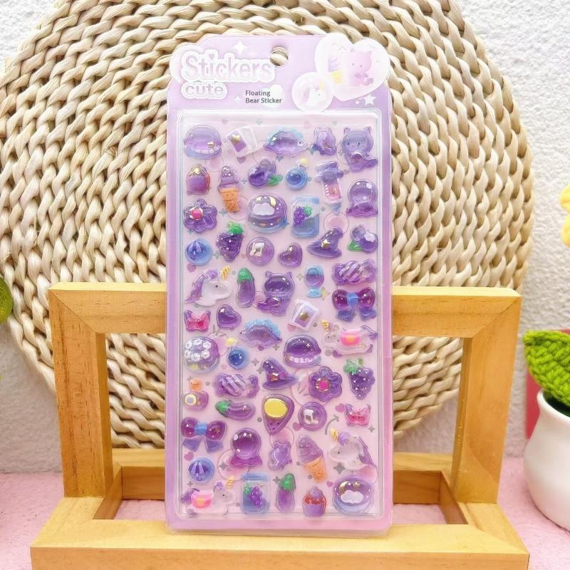 Cartoon Fruit Animals 3D Relief Stickers Creative Cute Aesthetic Stickers Diy Phone Case Journal Fun Fashion Decoration Sticker