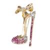jijijing Brooch Pin, High Heels Bow Shape Lapel Pin with Sparkling Rhinestones, Women Badge for Suits Coats Bags Accessories