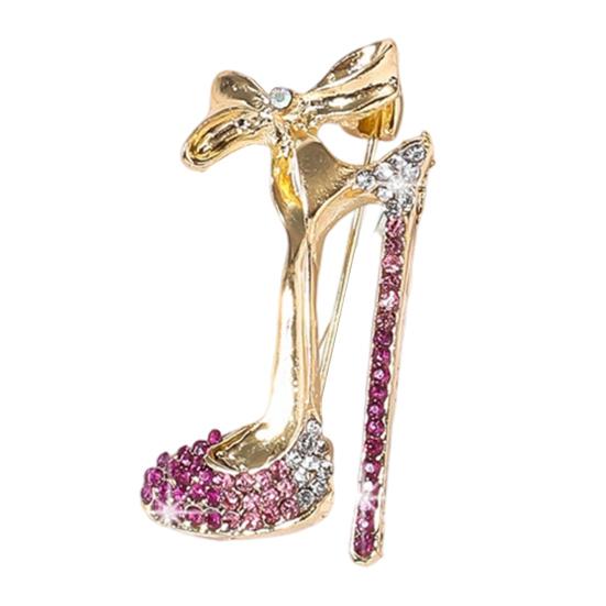 jijijing Brooch Pin, High Heels Bow Shape Lapel Pin with Sparkling Rhinestones, Women Badge for Suits Coats Bags Accessories