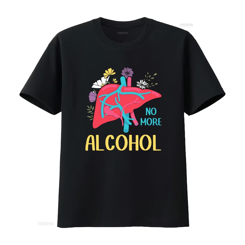 No More Alcohol Liver Disease Awareness T Shirt  Vintage Washed Stylish Graphic Breathable Fashion Soft Casual Stretched Unisex