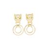 European and American classic high-end personality stone inlaid leopard earrings gold and silver two-color stone inlaid animal shell earrings silver n