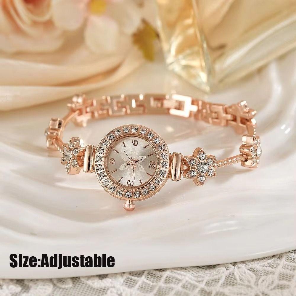 Round Dial Women Quartz Watch Slim Strap Rhinestone Watch Rhinestone Quartz Watch Festival Gift
