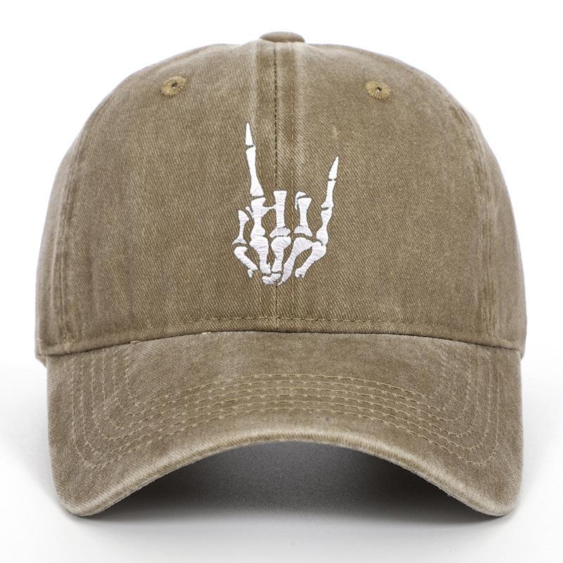 Embroidery Skeleton Hand Pattern Cotton Baseball Cap Low Profile Snap Back Trucker Dad Hat for Men And Women
