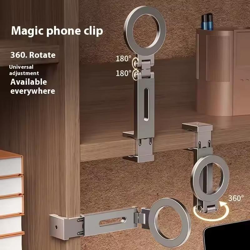 Magnetic Airplane Phone Holder Universal Travel Desk Cell Phone Mount Stand Foldable 360° Rotation Selfie Stick Phone Suppor