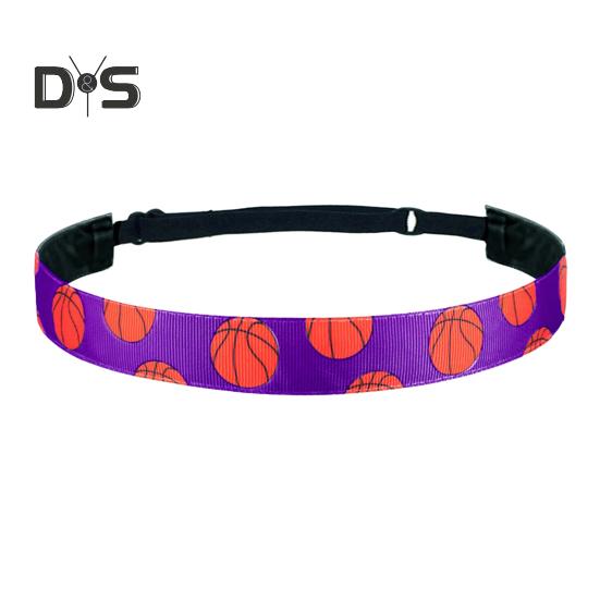 Faixa de cabeça esportiva para meninas Faixa de cabelo atlética Faixa de cabeça elástica com padrão de basquete para futebol Correndo Faixa de suor Acessórios esportivos
