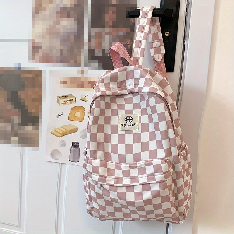 Schoolbags For Females Middle High School Students Ins Style Girls' Backpacks Girls' Checkerboard Backpacks Five Colors Optional