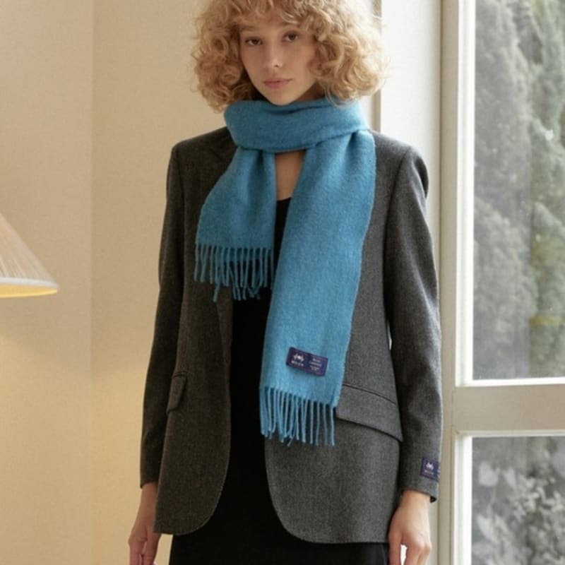 ABRAHAM MOON Merino Wolle Schal 25cm - Ozeanblau