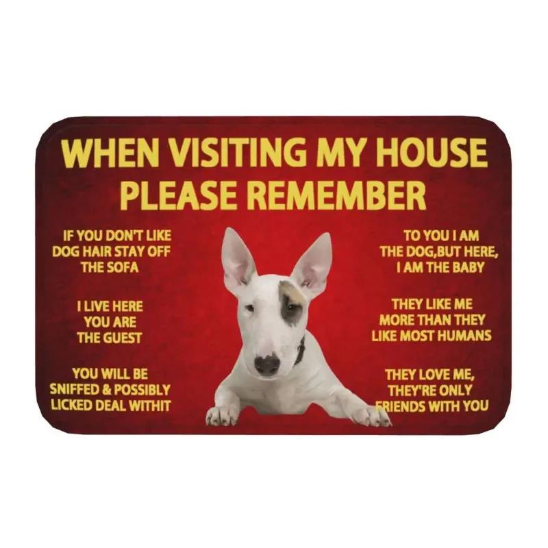 Please Remember Staffordshire Bull Terrier House Rules Doormat Mat Anti-Slip Kitchen Bath Living Room Entrance Rug Carpet