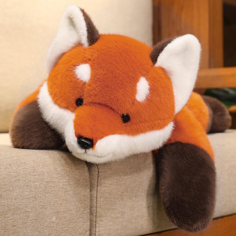 New Stuffed Anime Red Panda Plushie Doll Fluffy Hair Red Raccoon Hug Pillow Kids Gift Soft Toy