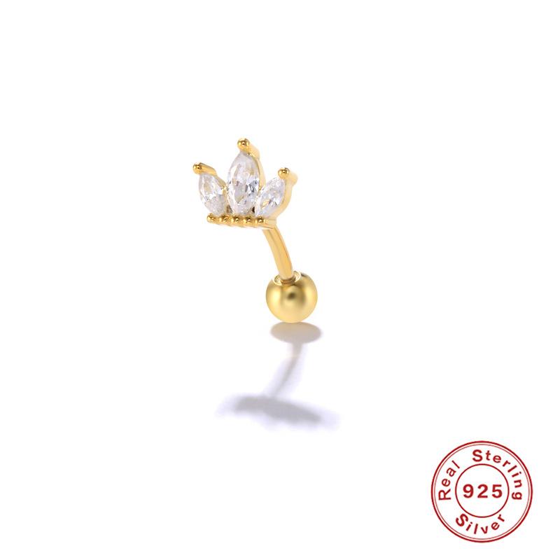 S925 Sterling Silver Curved Hook Rear Hanging Piercing Thread Stud Earrings Piercing Earbone Stud Eyebrow Stud Earring Pinna Cochlear Stud