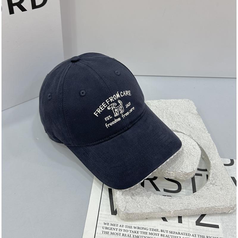 Spring and summer simple lace letter embroidery baseball cap versatile face small soft top curved brim cap