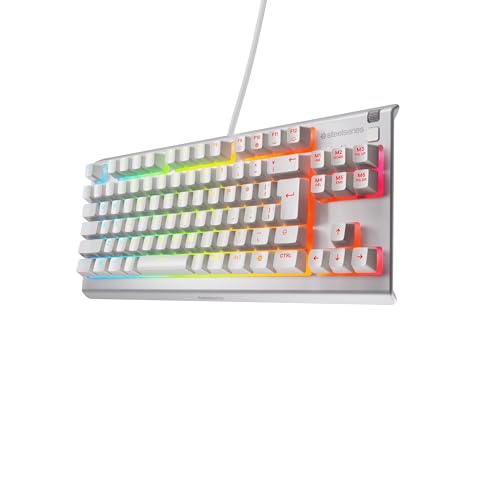 

SteelSeries Apex 3 TKL White JP Tenkeyless Wired Gaming Keyboard with Japanese Layout, Quiet Switches, IP32 Water Resistance, 24-Key Simultaneous Pres