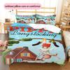 Pippi Book Pattern Bedding Home Decoration Birthday Gift ( 1 duvet cover + 2 pillowcase, without core),fan merchandise.