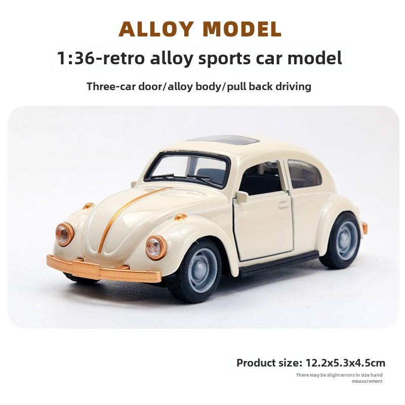 Alloy Car Model Beetle Benz Porsche Vintage Car Desktop Decor Open Door Force Carrying Car Accessories Interior Decoration