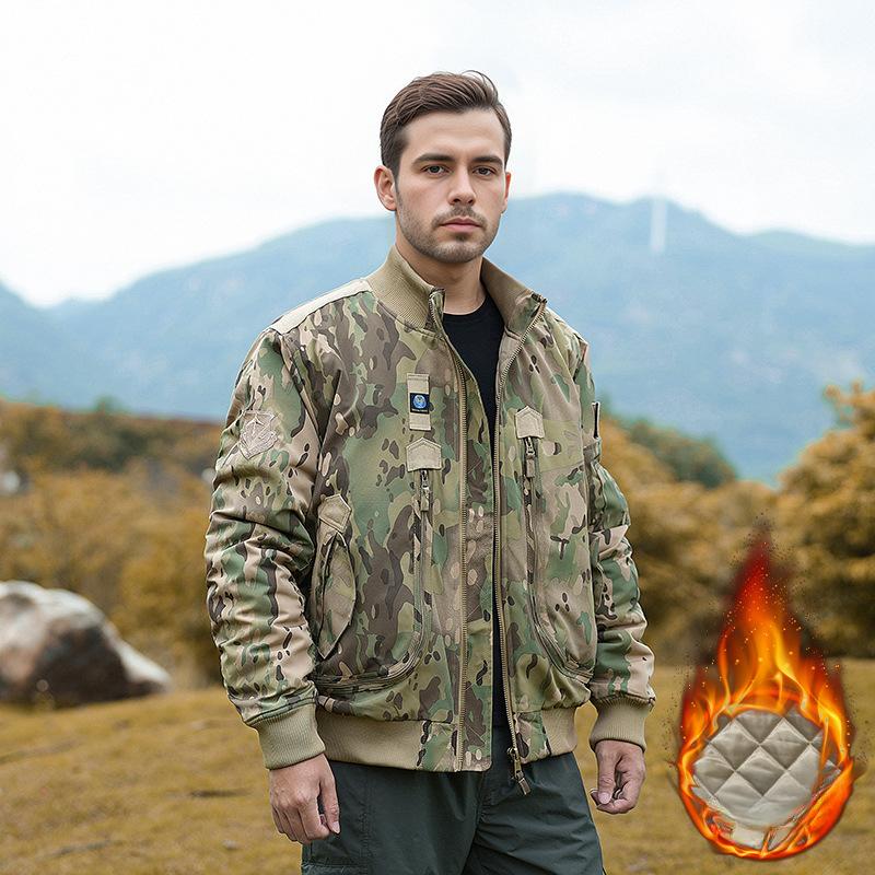 Winter Cotton-padded Men's Camouflage Jacket Outdoor Loose Tactical Jacket Military Style Cold-proof Workwear Baseball Jacket