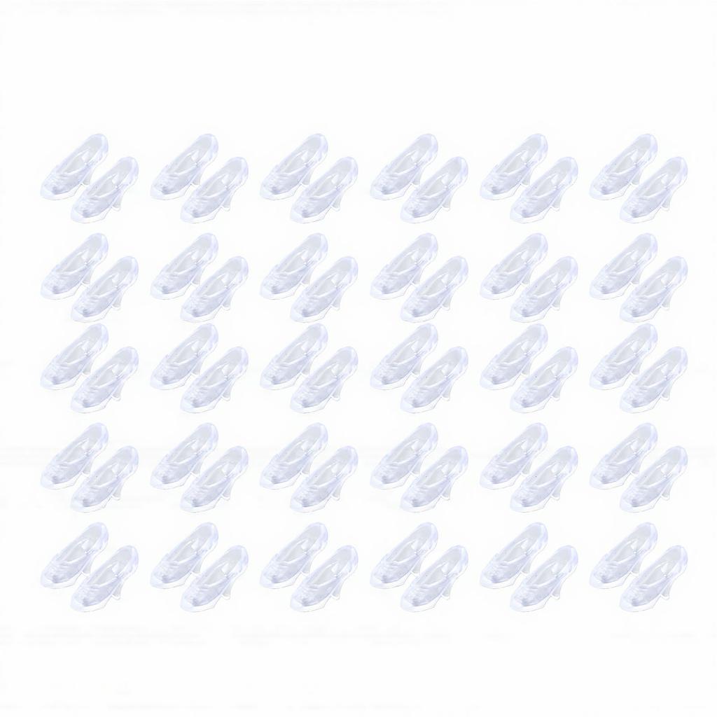 30 Pairs Mini Plastic High Heels Shoes Mini High Heels Doll Shoes for DIY Craft Dollhouse Decor Transparent