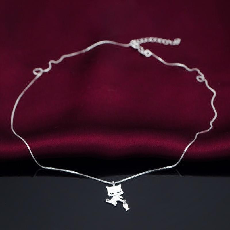 

Dreamhonor 100% стерлингового серебра 925 пробы ожерелья с подвеской в виде кошки оптом популярные женские ожерелья ювелирные изделия Smt636 45cm
