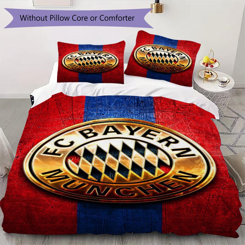 Set Copripiumino Trapuntato con Fantasia FC Bayern Monaco Copripiumino Federa Decorazione per la Casa Regalo di Compleanno (1 * copripiumino + 2 * federe senza imbottitura)45