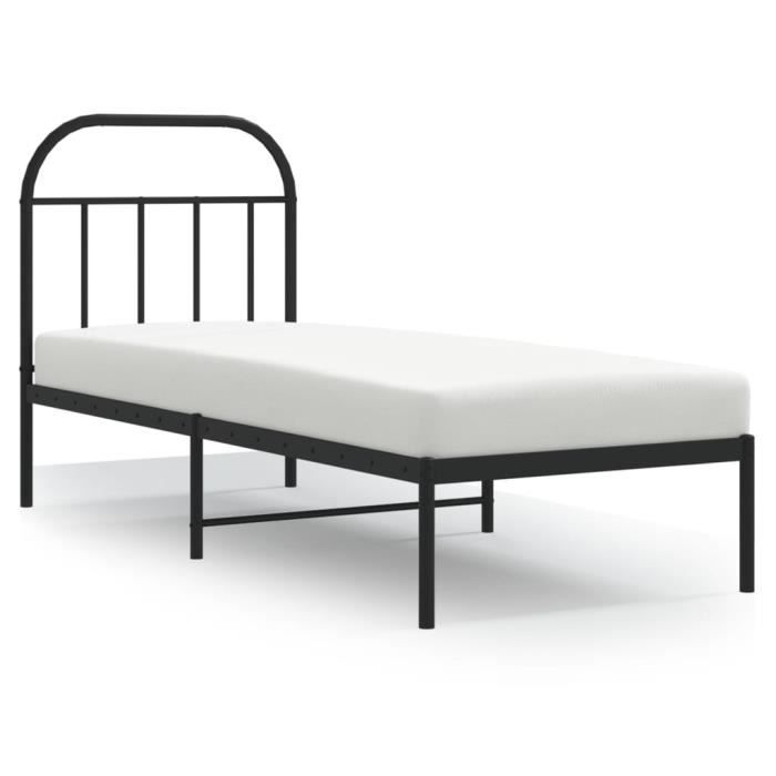 VidaXL Metal Bed Frame with Headboard Black 75x190 Cm 353625