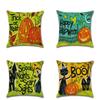Luxuriöser Halloween-Leinen-Kissenbezug mit Kürbis- und Geistermuster für festliche Dekoration