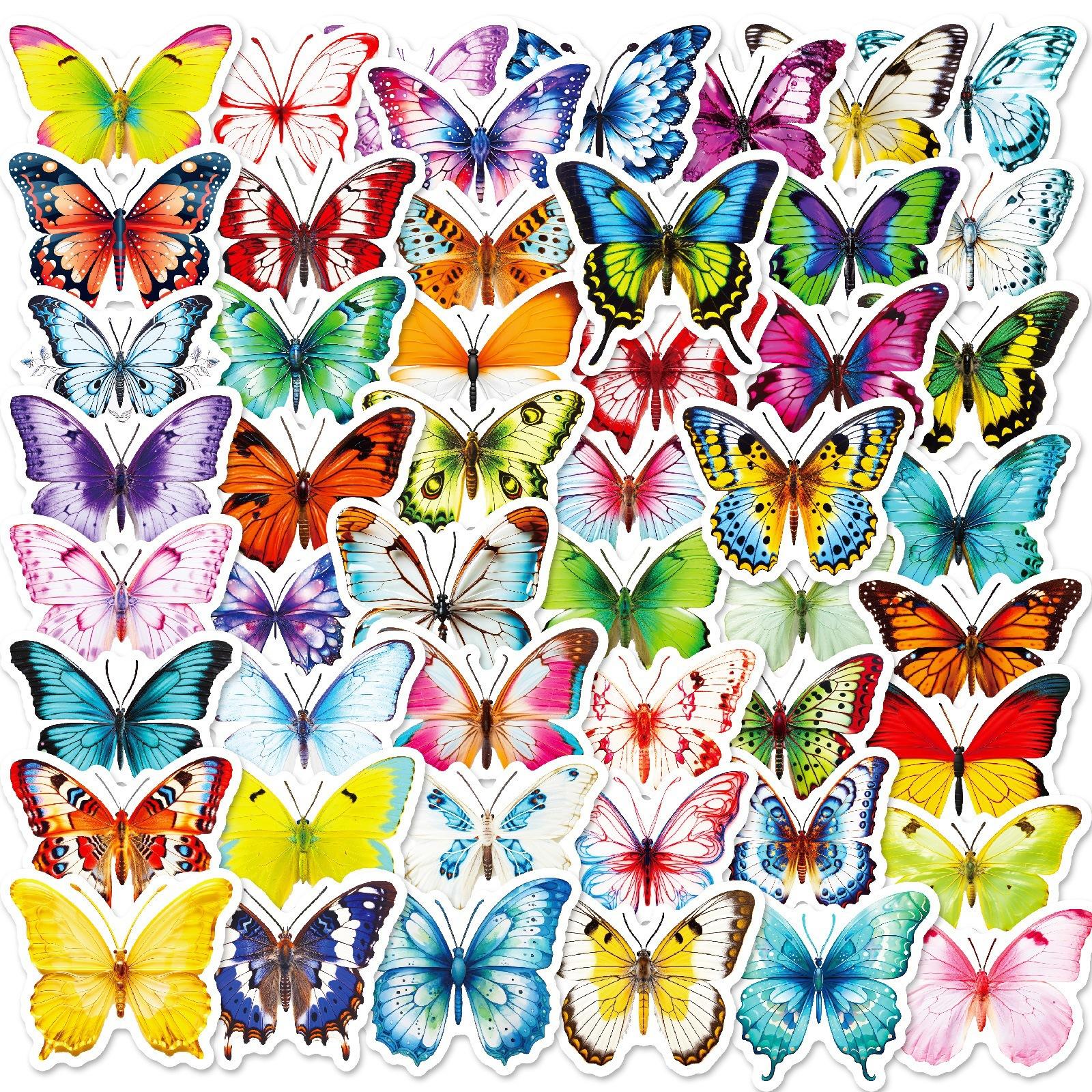 

50 Pictures of Various Flower Butterfly Colorful Butterfly Graffiti Stickers Cute and Good-looking Children s Water Cup Decoration