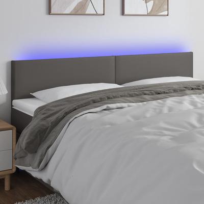 Vidaxl Bed Headboard with LED, Grey, 200X5X78/88 Cm, Faux Leather