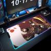 hu tao Mouse Pad RGB Gaming Mousepad Big LED Pad PC Desk Mat Luminous Mouse Pad Large Keyboard Mats Table Rug With Backlit