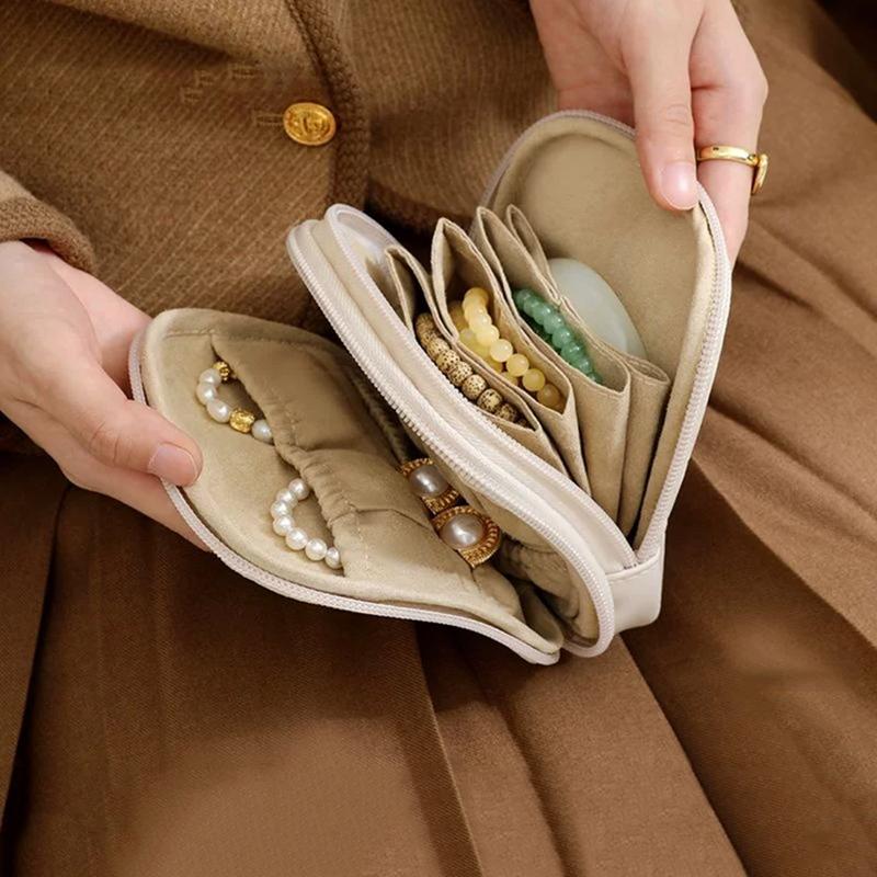 Leather Double-Layer Jewelry Bag, Portable Jewelry Box, Exquisite High-End Bracelet And Collectible Mini Storage Bag For Outings