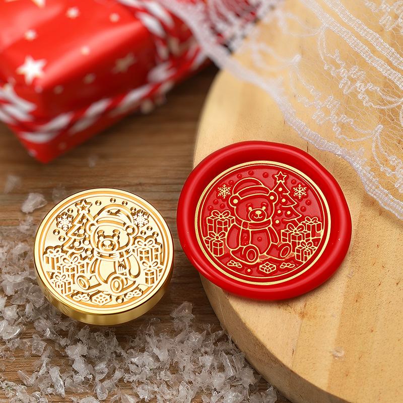 Christmas Series Embossed Christmas Tree Lacquer Seal Head Brass Carving Wax Seal Decoration Gift for Lacquer Lovers