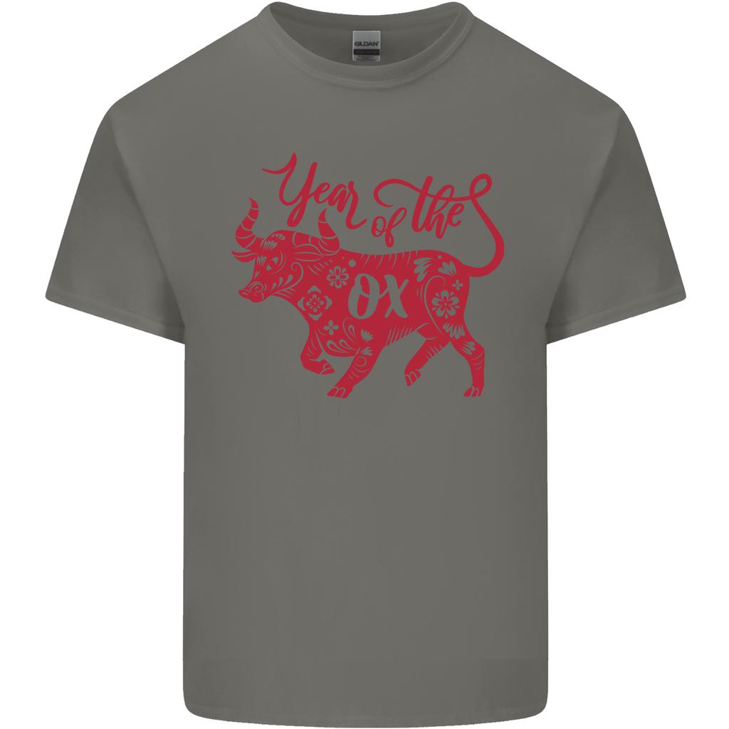 Chinesisches Tierkreiszeichen Shengxiao Jahr des Ochsen Unisex Leichtes Baumwoll-T-Shirt