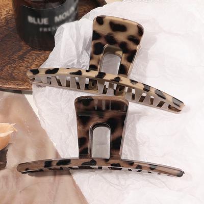 2 Stück Braune Leopard Haarspangen für Frauen, Schildpatt Kieferklemmen Pferdeschwanz Haarspange Stark Haltende Krallenspangen für Langes Haar