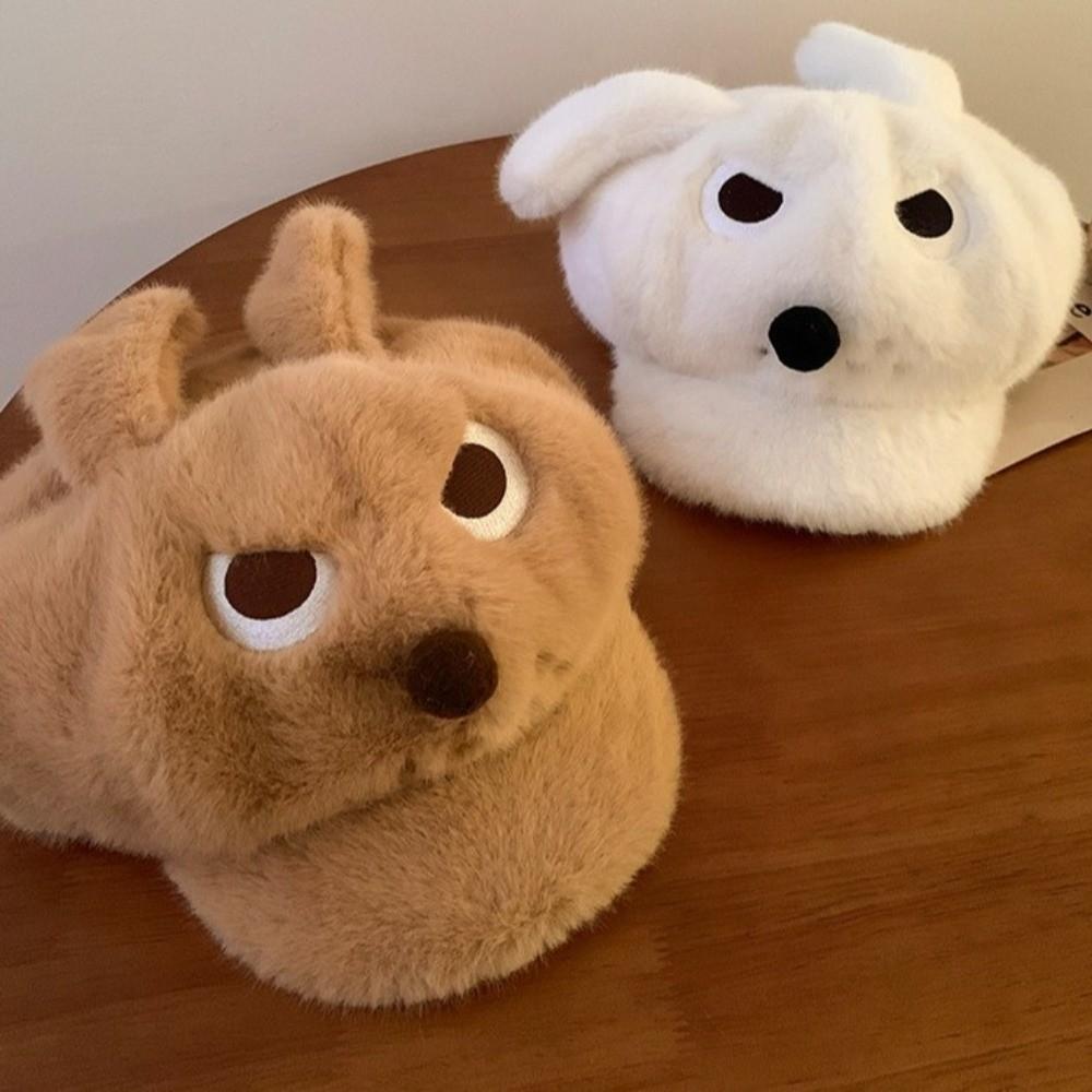 Fleece Peaked Cap Plush Octagonal Cap Cute Puppy Baseball Cap  Winter