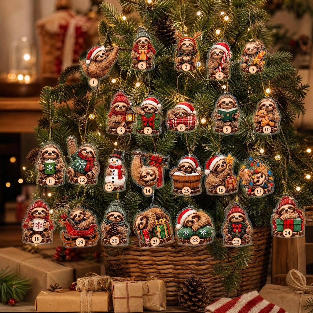 Christmas Advent Calendar Acrylic Hanging Ornament for Holiday Countdown Decoration
