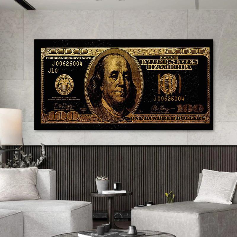 Creative Burning 100 Dollars Posters and Prints Modern Inspirational Bill Canvas Painting Wall Art for Living Room Home Decor