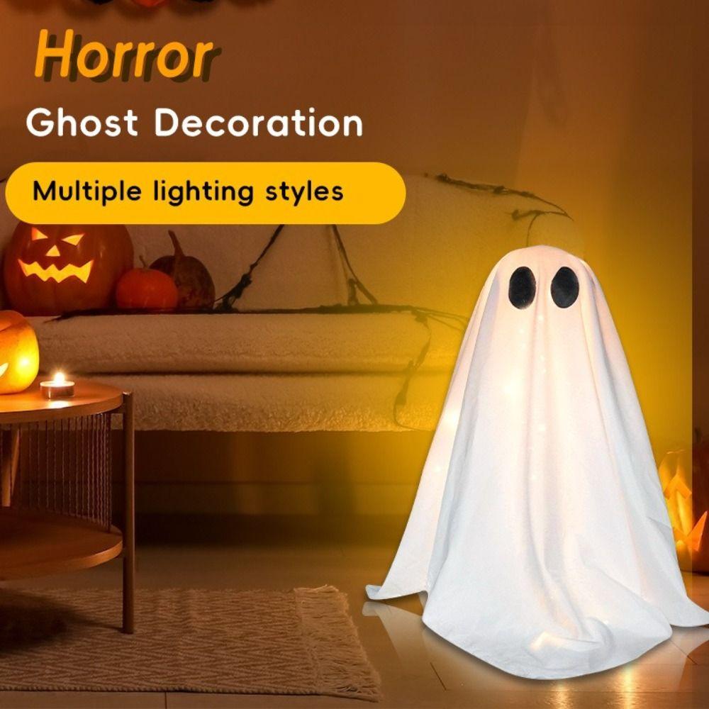 LED String Lights Halloween Ghost Decoration Glowing Effect Light Up Feature Light Up Ghost Decorative Figurine Scary Design
