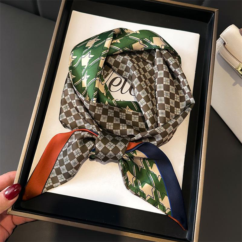 Scarf, Long Silk Scarf, Versatile Silk Scarf, Double-Layer Simulated Silk, Diagonal Scarf, Autumn And Winter Hair Binding And Scarf