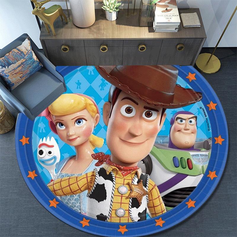 1pc Toy Story Round Area Rug,Non Slip,Machine Washable Polyester Carpet for Living Room,Bedroom Decor