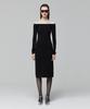 LADY VOLUME Off Shoulder Line Dress_Black
