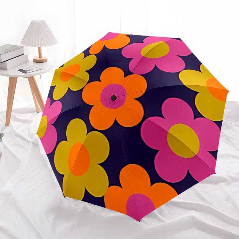 1pc Flower Pattern Automatic Open/Close Umbrella, Windproof, Folding Compact Umbrella with Lightweight Design for Women/Men163